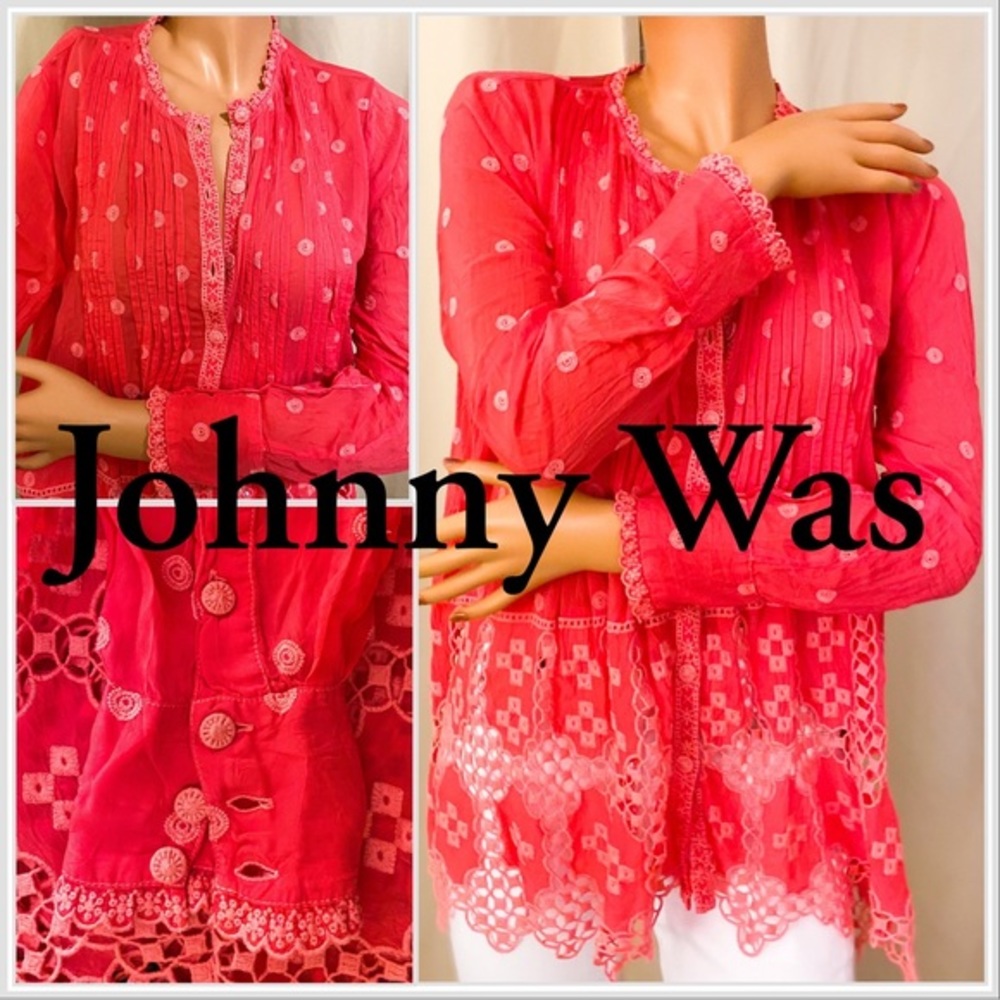 NEW Johnny Was - Baez Phaedra Blouse in passionfruit $325 XS